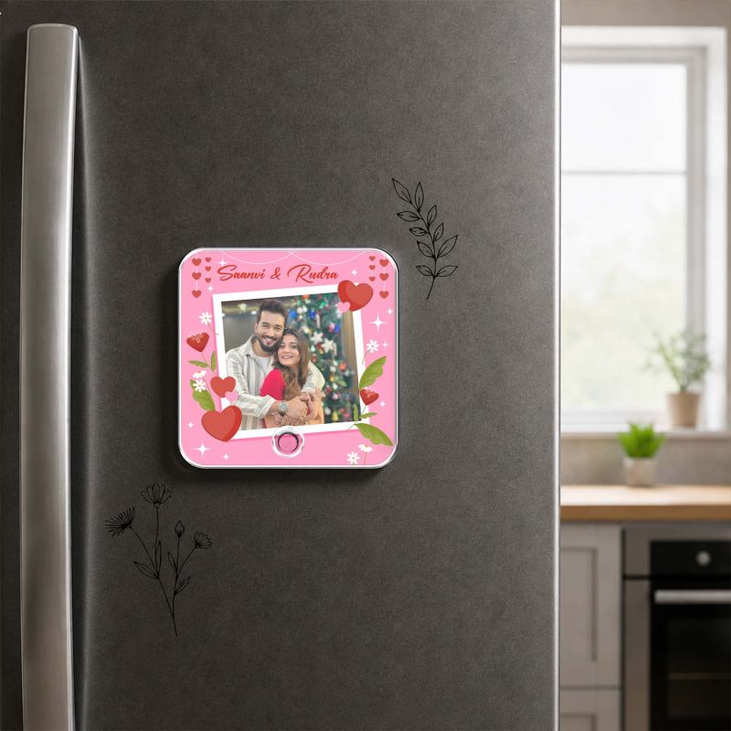 Birthday Gift for Wife  Personalized Musical Fridge Magnet Photo Frame for Couples | Custom Photo & Audio Playable Song Frame Type-C Rechargeable Smart Memory Fridge Magnet
